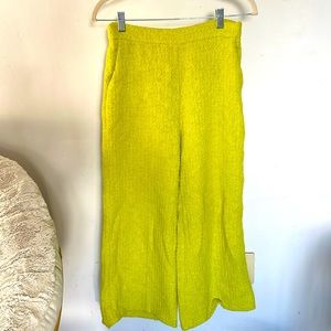 Zara Wide leg | cropped high waist chartreuse pant